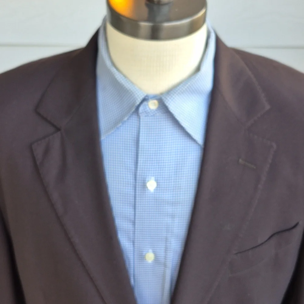 LOUIS VUITTON Uniformes Portugal Solid Dark‎ Brown Wool 44 L Mens Sport Coat